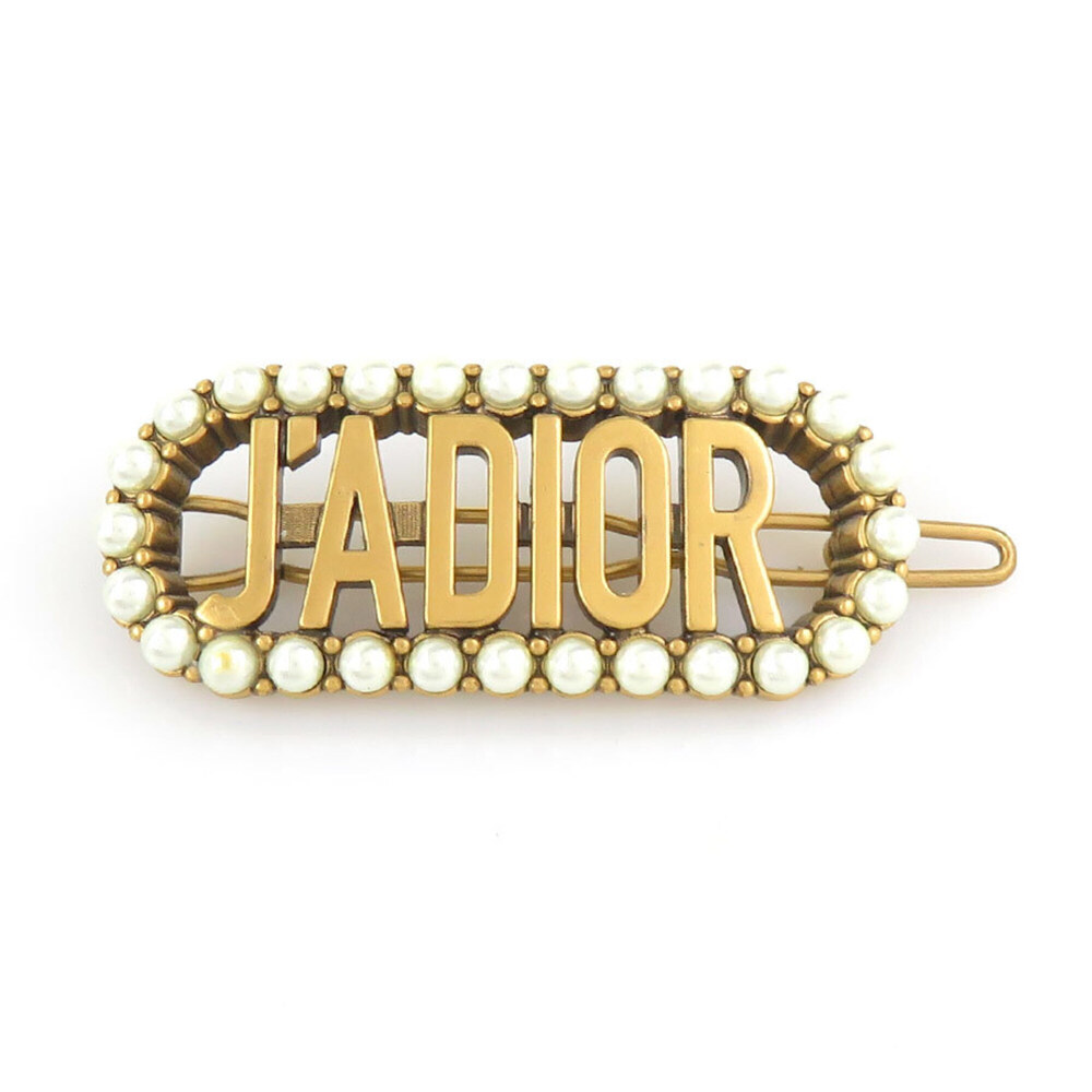 Christian Dior JADIOR Barrette Hairpin, Metal, Faux Pearl, Gold, Women's, r11...